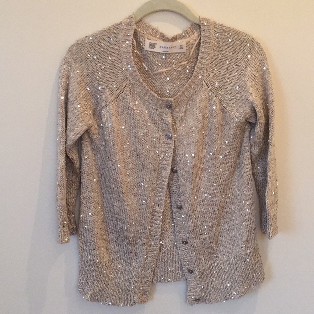 ZARA sequin gold cardigan